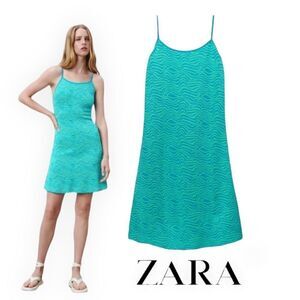 ZARA | Turquoise | JACQUARD MINI DRESS